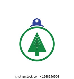 xmas tree isolated on white. Vector tree christmas in ball, traditional symbol to new year illustration
