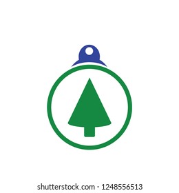 xmas tree isolated on white. Vector tree christmas in ball, traditional symbol to new year illustration