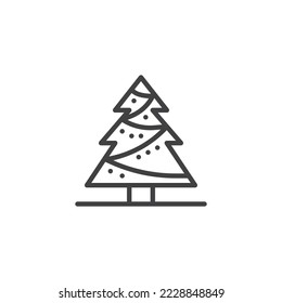 Icono de la línea de árbol de navidad. signo de estilo lineal para concepto móvil y diseño web. Icono vectorial del contorno del árbol de Navidad. Símbolo, ilustración del logotipo. Gráficos vectoriales