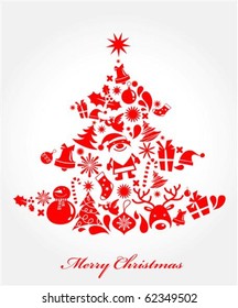 Xmas tree made from different Christmas elements
