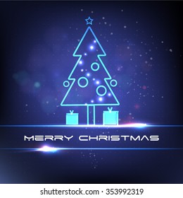Xmas tree. Merry christmas. Equalizer. Simple glossy Christmas tree light isolated on background