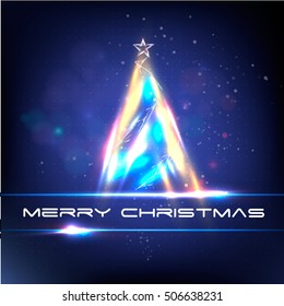 Xmas tree. Merry christmas. Equalizer. Simple glossy Christmas tree light isolated on background