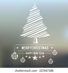 Xmas tree on blur background,clean vector