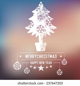 Xmas tree on blur background,clean vector