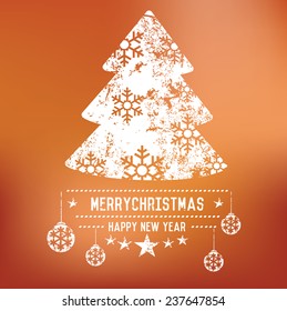 Xmas tree on blur background,clean vector