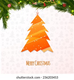 Xmas tree on pattern background