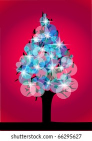 xmas tree on the red background