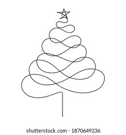 xmas tree one line art 