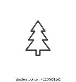 Xmas tree outline icon. linear style sign for mobile concept and web design. Coniferous forest simple line vector icon. Symbol, logo illustration. Pixel perfect vector graphics