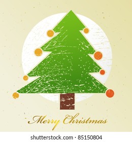 Xmas tree printed on old paper