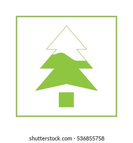 Xmas tree with snow Square Vector Icon Green