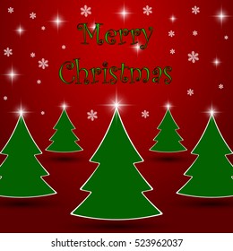 xmas tree with sparkling start line at red studio room,Holiday greeting card