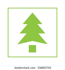 Xmas tree Square Vector Icon Green