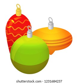 Xmas tree toy icon. Isometric of xmas tree toy vector icon for web design isolated on white background