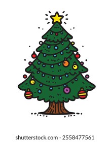 Xmas Tree Vector illustration EPS 10. Colorful Christmas Tree