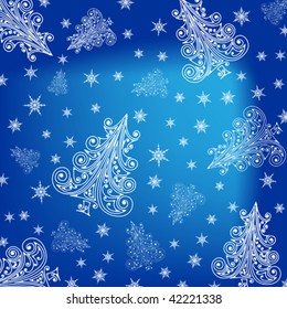 xmas trees blue background