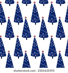 Xmas trees, holiday seamless pattern. New year background for paper, greeting card