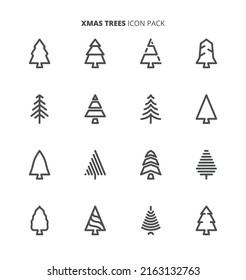 Xmas trees icon pack with various shape