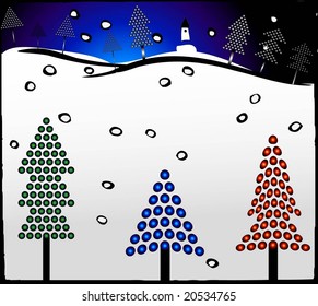 xmas trees in vector