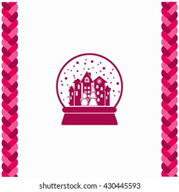 Xmas Tree,Town and Snowman Snow Ball icon Flat Design. Isolated Illustration.