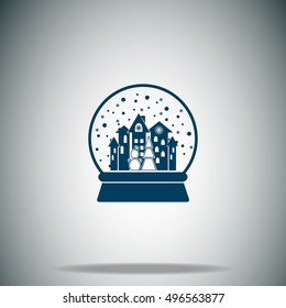 Xmas Tree,Town and Snowman Snow Ball vector icon 