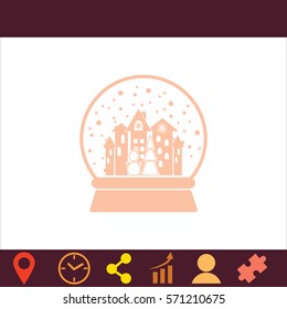 Xmas Tree,Town and Snowman Snow Ball  icon. Vector design.