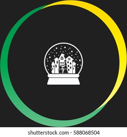 Xmas Tree,Town and Snowman Snow Ball vector  icon