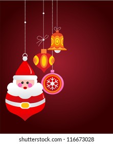 Xmas vector background with christmas ornaments on brown
