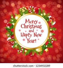 Xmas Vintage Border With Gradient Mesh, Vector Illustration