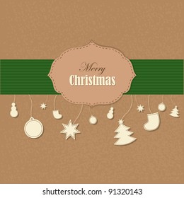 Xmas Vintage Card, Vector Illustration
