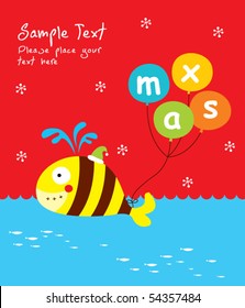 xmas whale greeting tag