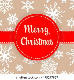 Xmas winter background with flat snowflakes flat pattern and Merry Christmas banner