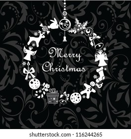 Xmas wreath (black and white)