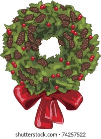 xmas wreath with red bow