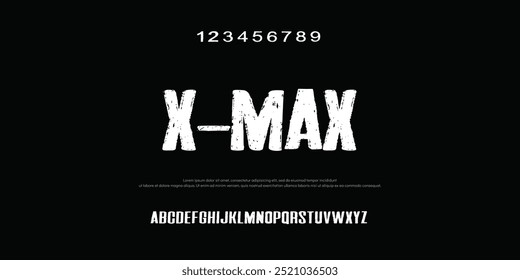 X-Max Fontes alfabéticas modernas mínimas. Tipografia minimalista neon urbano digital fashion futuro criativo logotipo fonte. ilustração vetor