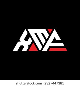 XMF triangle letter logo design with triangle shape. XMF triangle logo design monogram. XMF triangle vector logo template with red color. XMF triangular logo Simple, Elegant, and Luxurious design.