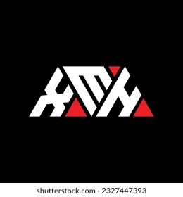 XMH triangle letter logo design with triangle shape. XMH triangle logo design monogram. XMH triangle vector logo template with red color. XMH triangular logo Simple, Elegant, and Luxurious design.