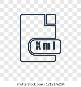 Xml concept vector linear icon isolated on transparent background, Xml concept transparency concept in outline style