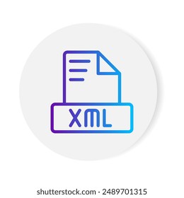 Xml document format file icon. with gradient outlines. vector illustration.