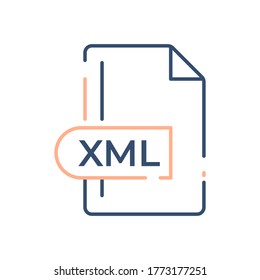 XML File Format Icon. XML extension line icon.