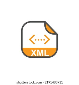 XML Format Extension Icon With Symbol - Programming Language Icon Rounded Square Icon Concept - Vector Illustration Design