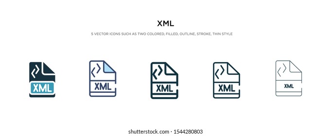 xml icon in different style vector illustration. two colored and black xml vector icons designed in filled, outline, line and stroke style can be used for web, mobile, ui