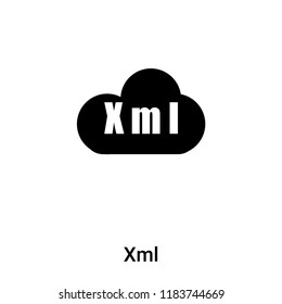 Xml icon vector isolated on white background, logo concept of Xml sign on transparent background, filled black symbol