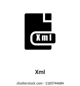 Xml icon vector isolated on white background, logo concept of Xml sign on transparent background, filled black symbol