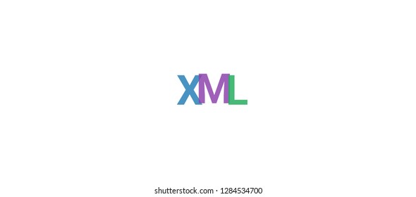 Xml word concept. Colorful "Xml" on white background. Use for cover, banner, blog.