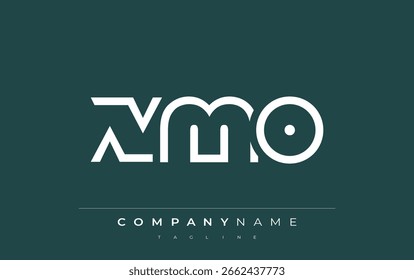 XMO Design de logotipo minimalista com formas geométricas e tipografia simples. Design de logotipo de letra abstrata