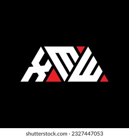 XMW triangle letter logo design with triangle shape. XMW triangle logo design monogram. XMW triangle vector logo template with red color. XMW triangular logo Simple, Elegant, and Luxurious design.