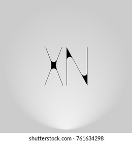 XN Black thin minimalist LOGO Design with Highlight on Gray background.