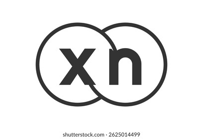 Emblema de empresa XN com esboços e letras x n. Modelo de logotipo de dois círculos combinados para a identidade da marca, logotipo. Símbolo Vetor Infinity e sinal de tecnologia.