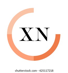 XN business logo icon design template elements. Orange color vectors. Design identity in circle. Alphabet letter